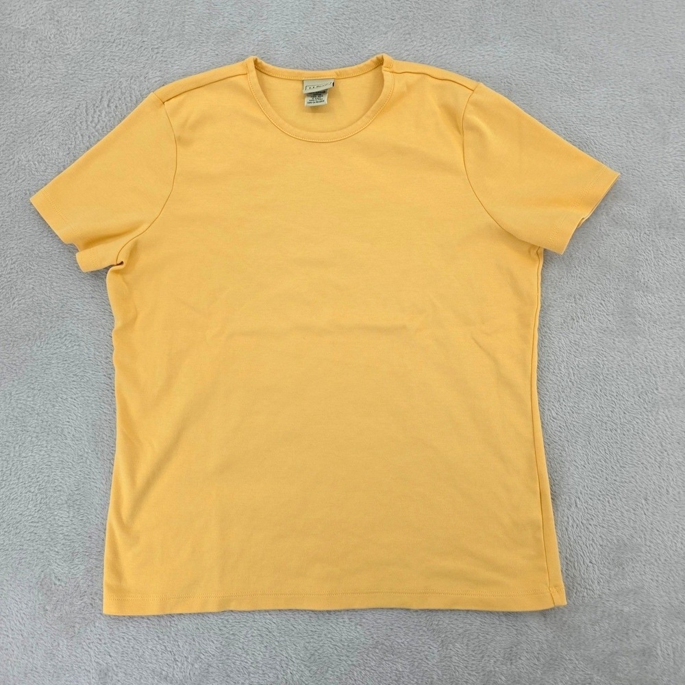 LL Bean T‎ Shirt Womens Medium Yellow Supima Cotton Short Sleeve Crewneck Basic